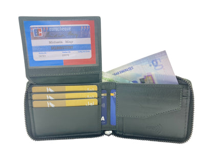 VIP Full Zip RFID Men's Wallet , Multiple Card & Coin Bifold Wallet # 1981CZ