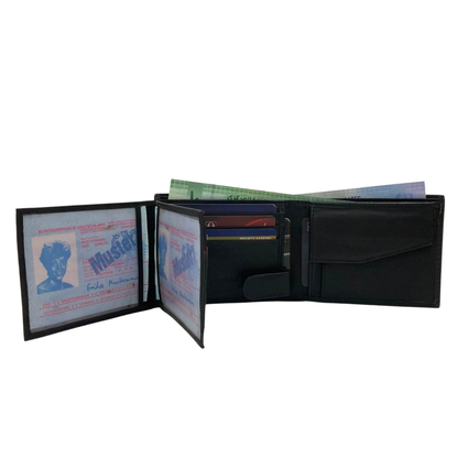 Mens Genuine Leather Mens wallet Leather Lined Bi fold Wallet For Men # 1426C