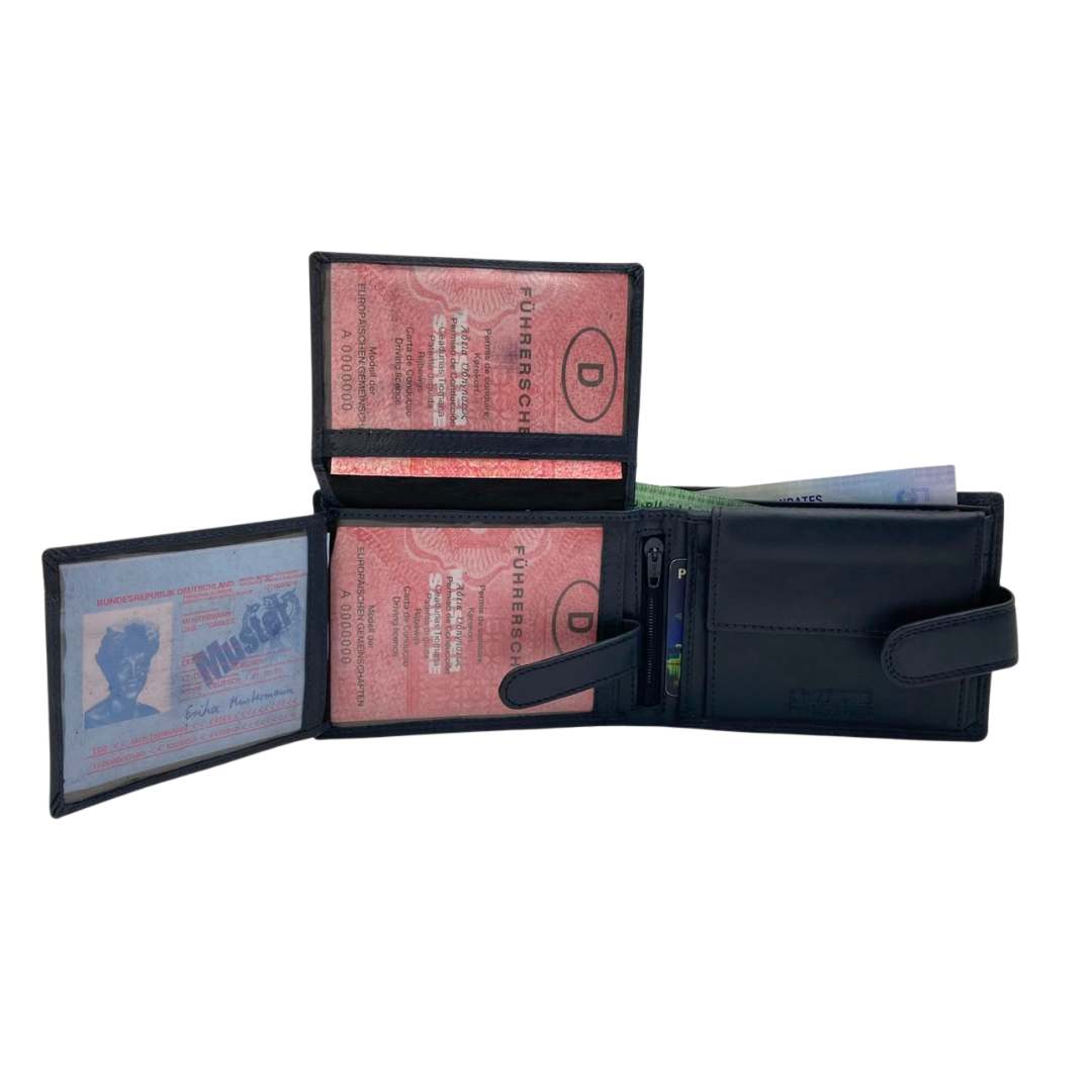Antq, Smooth Leather Wallet With Inside Leather Lining  # 1510L