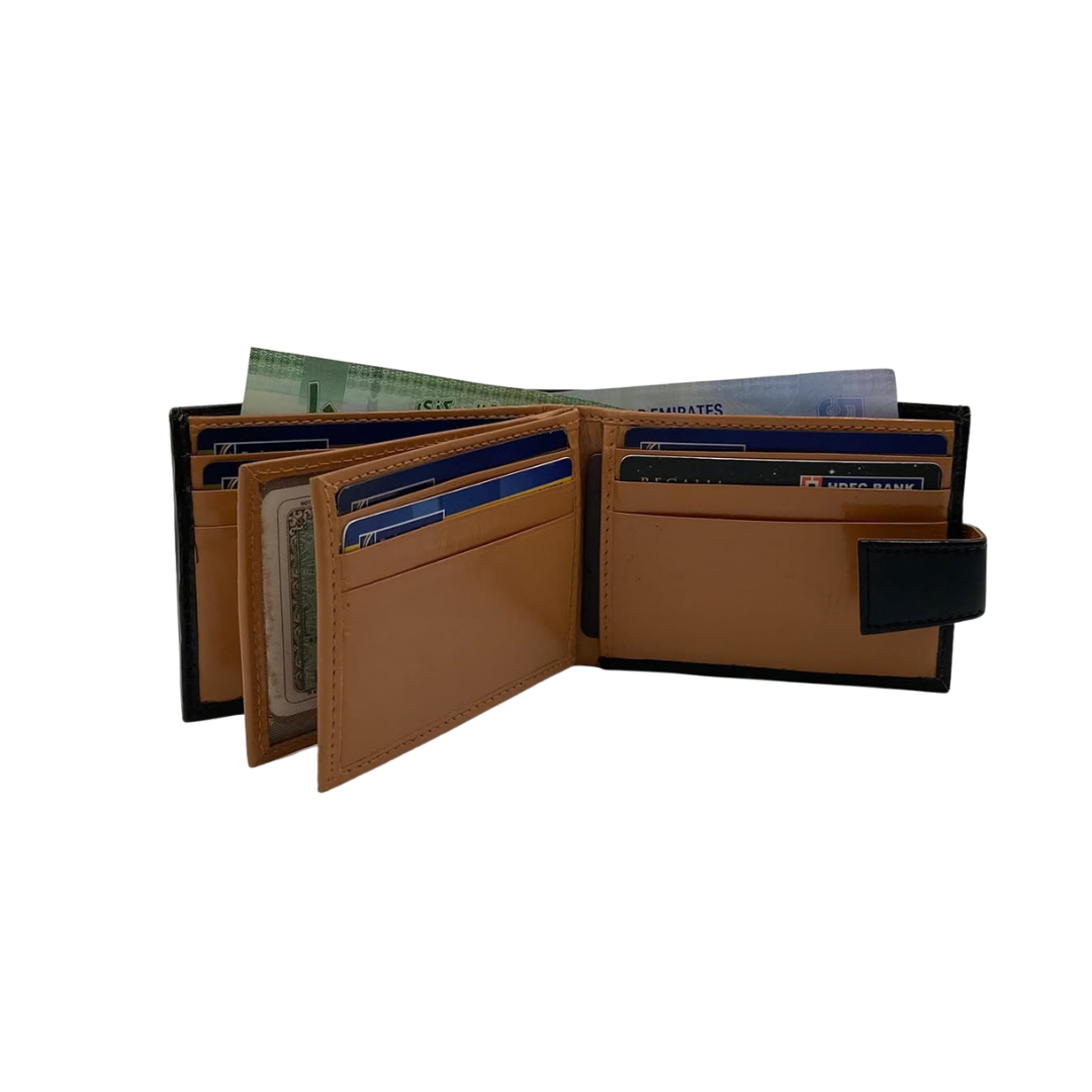 Classic Men's Waterproof Bifold Leather Wallet with Flip ID Window #892L