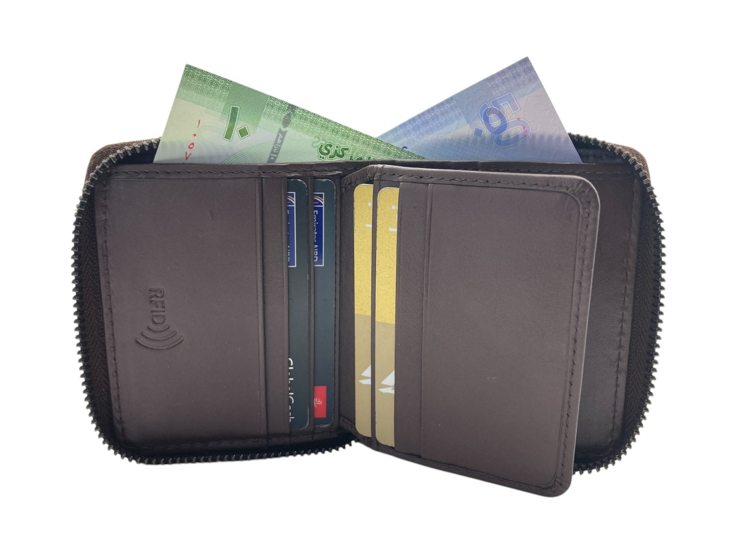 VIP Full Zip RFID Men's Wallet , Multiple Card & Compact Bifold Wallet # 4397Z