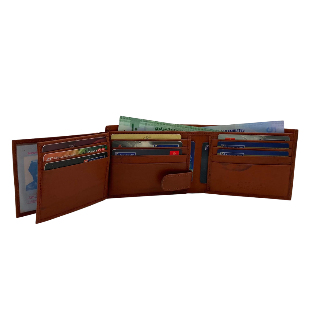 Mens Genuine Leather Mens wallet Leather Lined Bi fold Wallet For Men # 1013