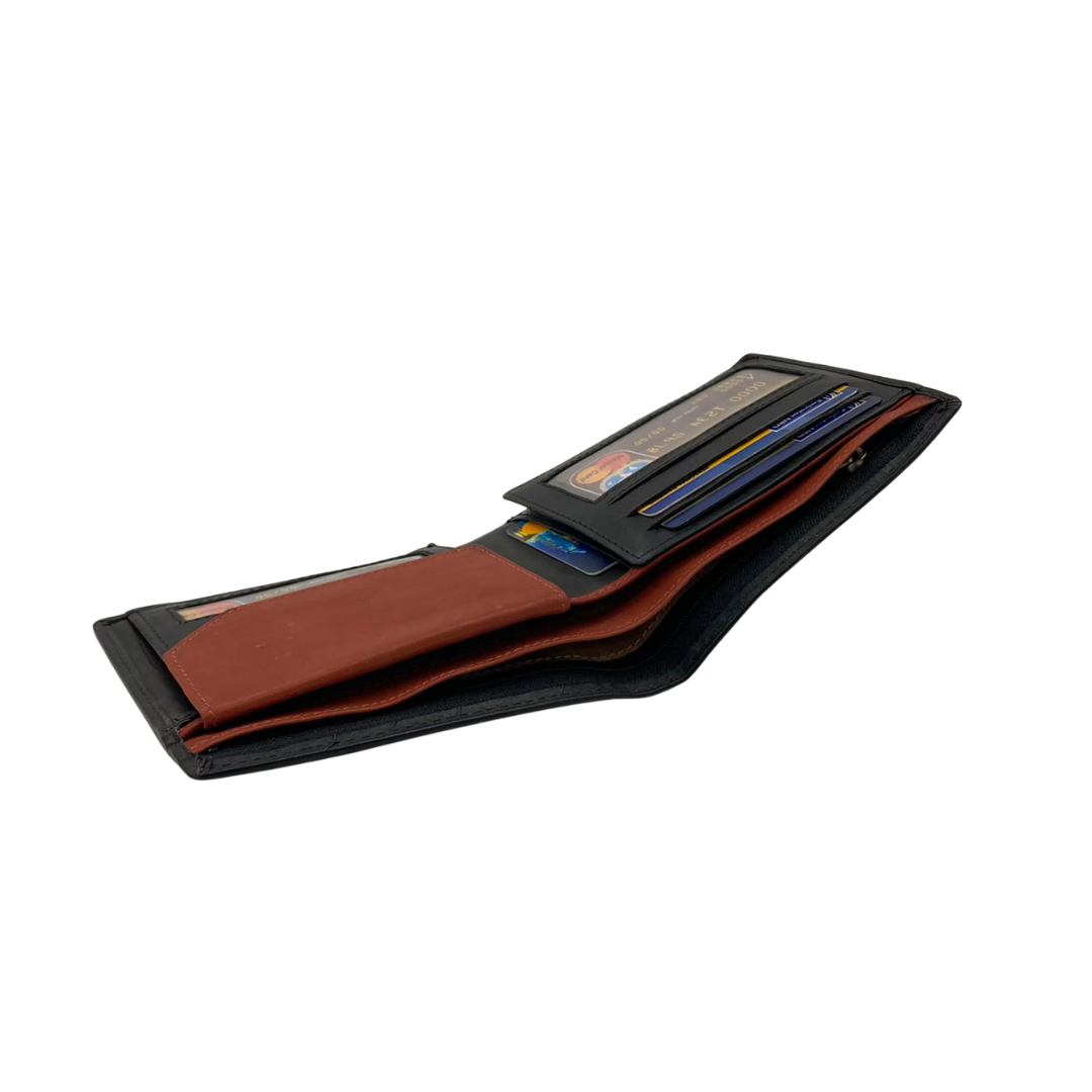 Mens Genuine Leather Mens wallet Leather Lined Bi fold Wallet For Men # 1357