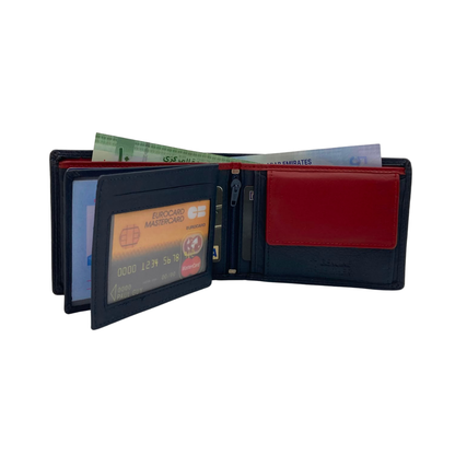 Mens Genuine Leather Mens wallet Leather Lined Bi fold Wallet For Men # 911C