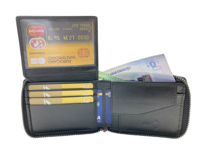 VIP Full Zip RFID Men's Wallet , Multiple Card & Coin Bifold Wallet # 1981CZ