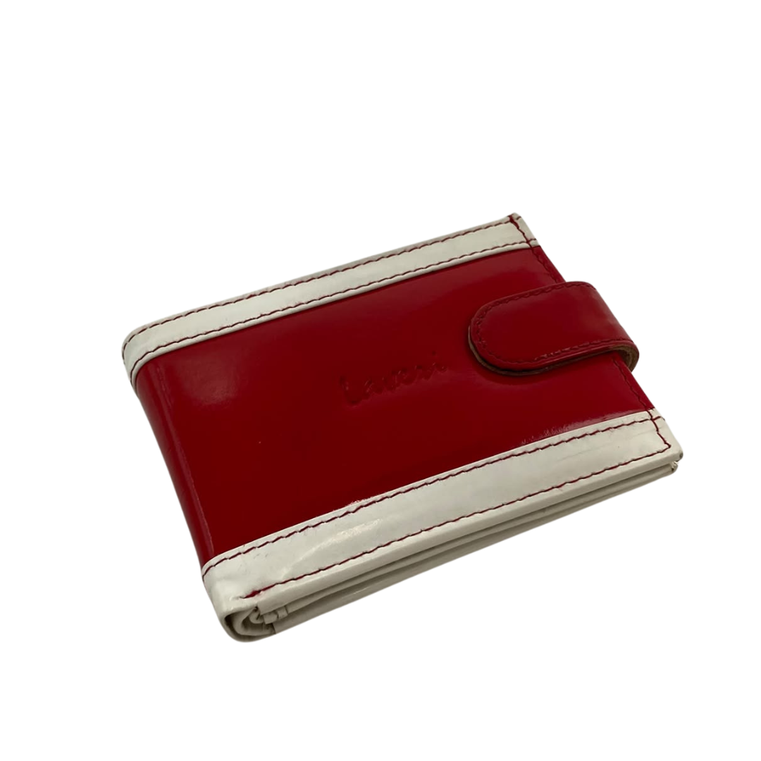 Men's Waterproof Bifold Leather Wallet with ID Window & Card Slots (White & Red Edition) #1020CL [PATTI]