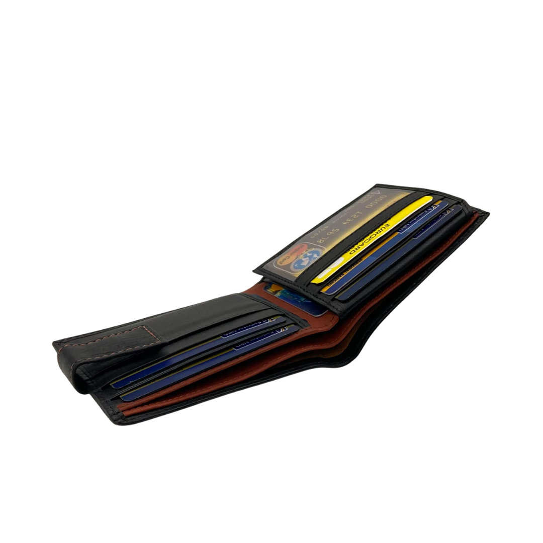 Mens Genuine Leather Mens wallet Leather Lined Bi fold Wallet For Men # 1981L