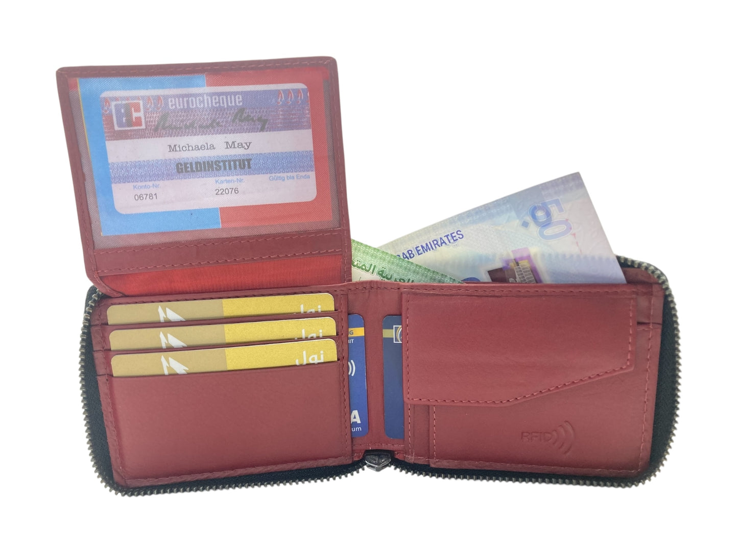 VIP Full Zip RFID Men's Wallet , Multiple Card & Coin Bifold Wallet # 1981CZ