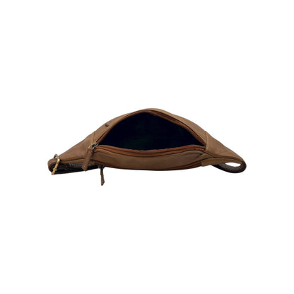 Classic Leather Belt Bag with Three Zippers – Sling Bag for Men & Women ,Belt pouch, Leather Waist Bag  # 2179