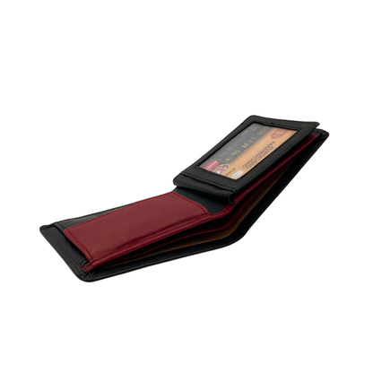 Mens Genuine Leather Mens wallet Leather Lined Bi fold Wallet For Men # 1350B