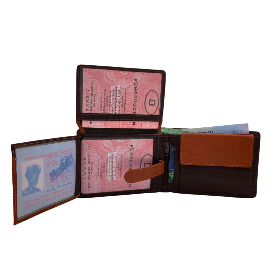 Mens Genuine Leather Mens wallet Leather Lined Bi fold Wallet For Men # 1510
