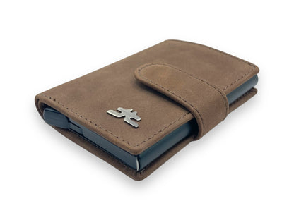 Smart Pop-Up Metallic Card Holder Bi-Fold Wallet in Leather # 4525