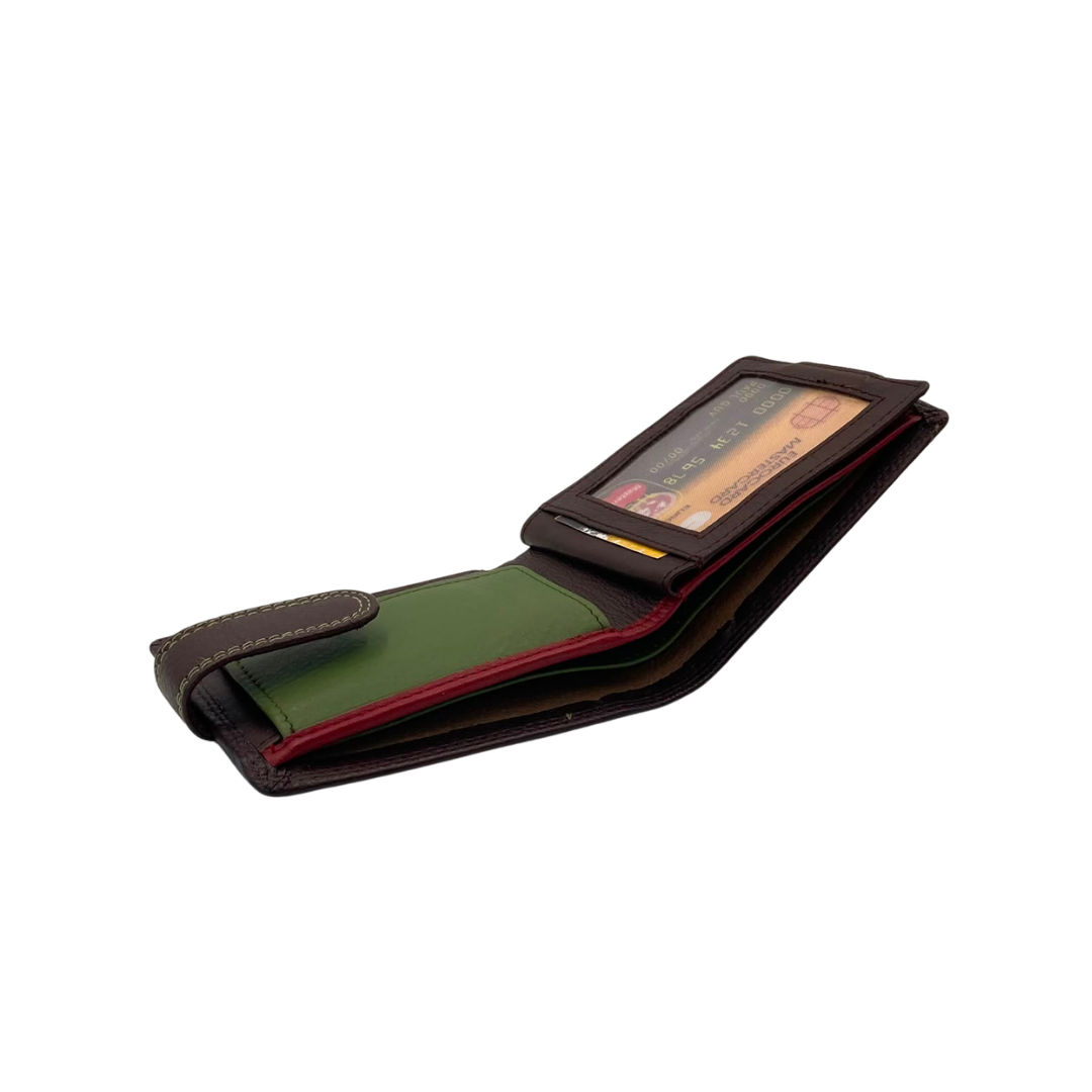 Mens Genuine Leather Mens wallet Leather Lined Bi fold Wallet For Men # 1350CBL
