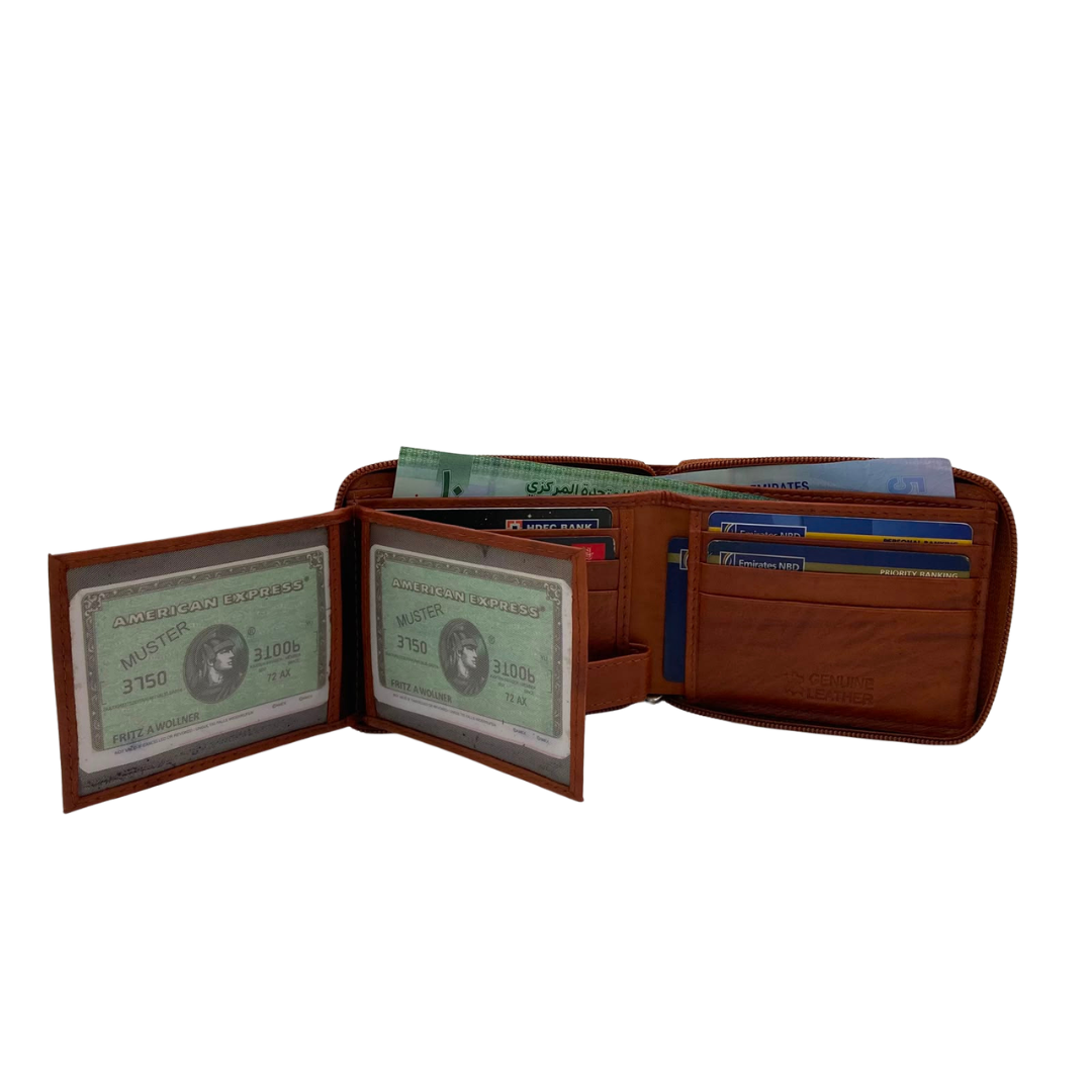 Fullzip leather mens Wallet #1426Z