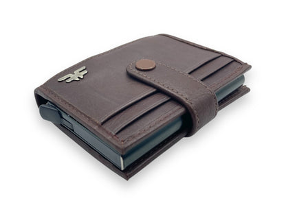 Smart Pop-Up Metallic Card Holder Bi-Fold Wallet in Leather # 4029C.Box