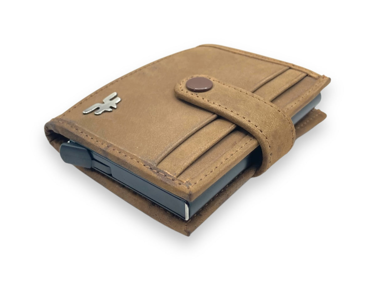 Smart Pop-Up Metallic Card Holder Bi-Fold Wallet in Leather # 4029C.Box