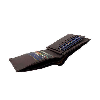 Mens Genuine Leather Mens wallet Leather Lined Bi fold Wallet For Men # 797A