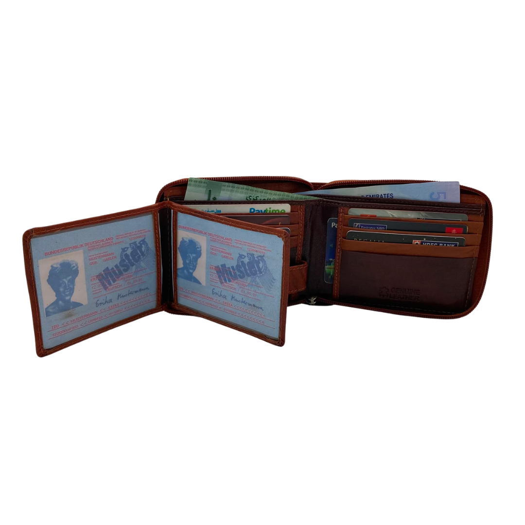 Fullzip leather mens Wallet #1013Z