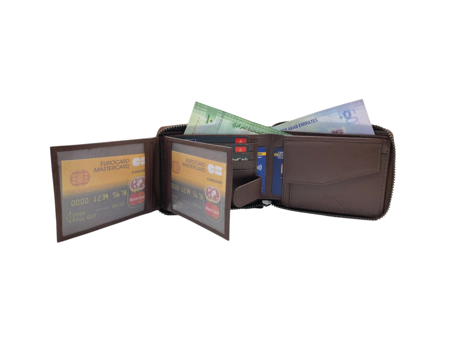 VIP Full Zip RFID Men's Wallet , Multiple Card & Coin Bifold Wallet # 1013CZ