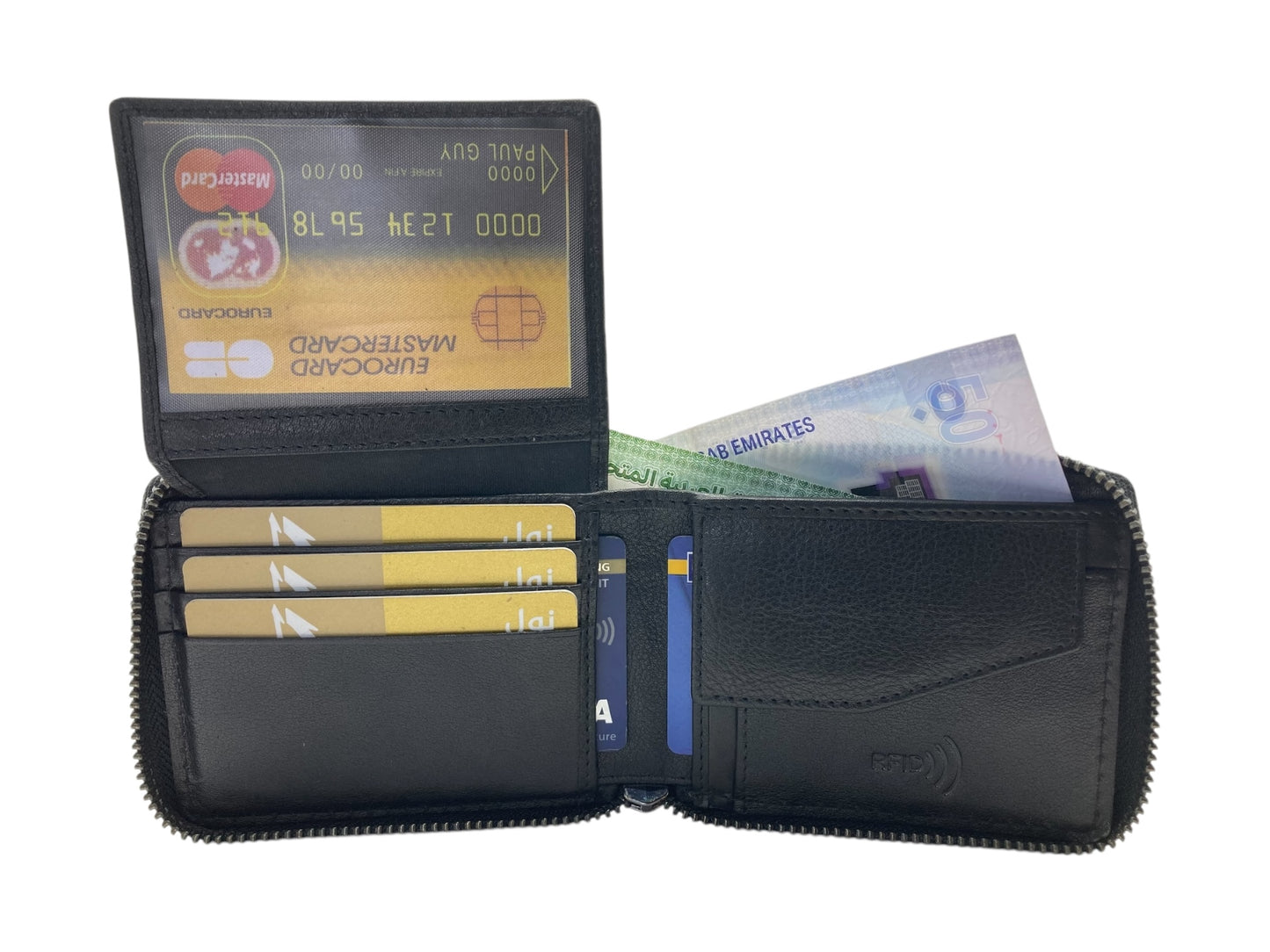 VIP Full Zip RFID Men's Wallet , Multiple Card & Coin Bifold Wallet # 1981CZ