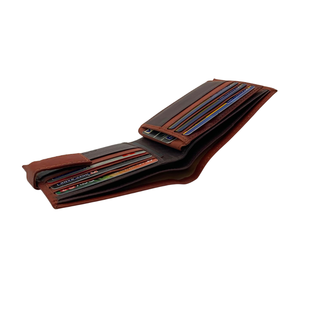 Mens Genuine Leather Mens wallet Leather Lined Bi fold Wallet For Men # 1326L