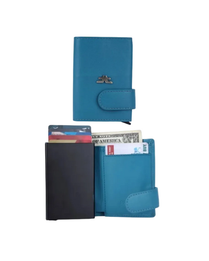 Smart Pop-Up Metallic Card Holder Wallet in Leather #4403