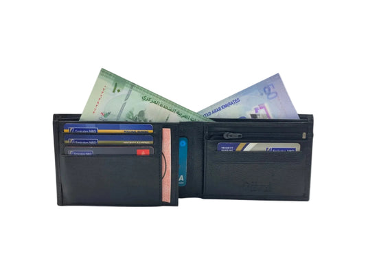 Smooth Leather Card & Coin Billfold Wallet # 1313Z