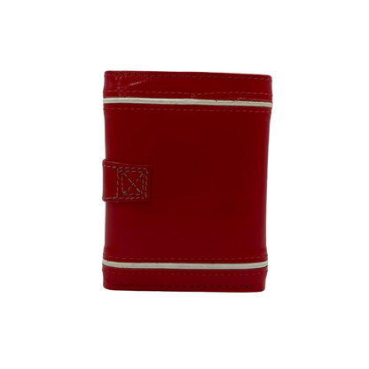 Men's Waterproof Bifold Leather Wallet with ID Window & Card Slots (White & Red Edition) #1125 [D.L.]