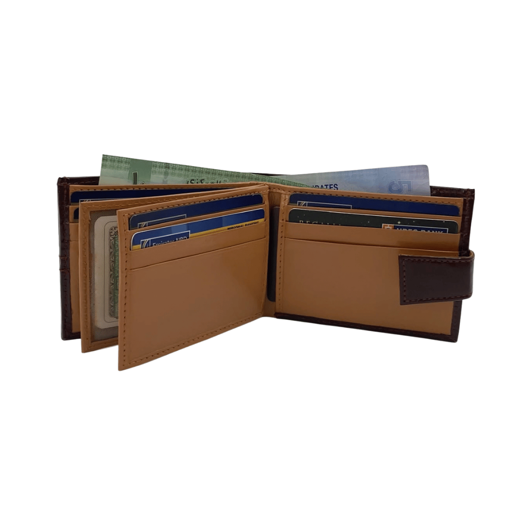 Classic Men's Waterproof Bifold Leather Wallet with Flip ID Window # 892L (C.L.)