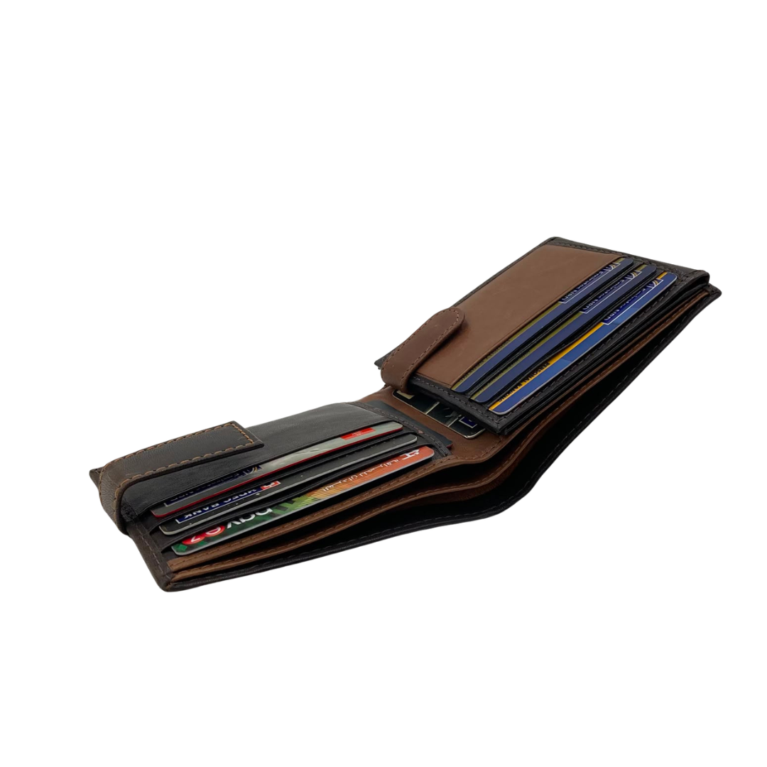 Mens Genuine Leather Mens wallet Leather Lined Bi fold Wallet For Men # 1426L