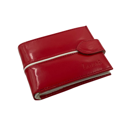 Men's Waterproof Bifold Leather Wallet with ID Window & Card Slots (White & Red Edition) #892AL [C.L.]