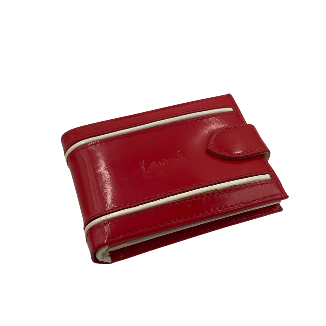 Men's Waterproof Bifold Leather Wallet with ID Window & Card Slots (White & Red Edition) #892AL [D.L.]