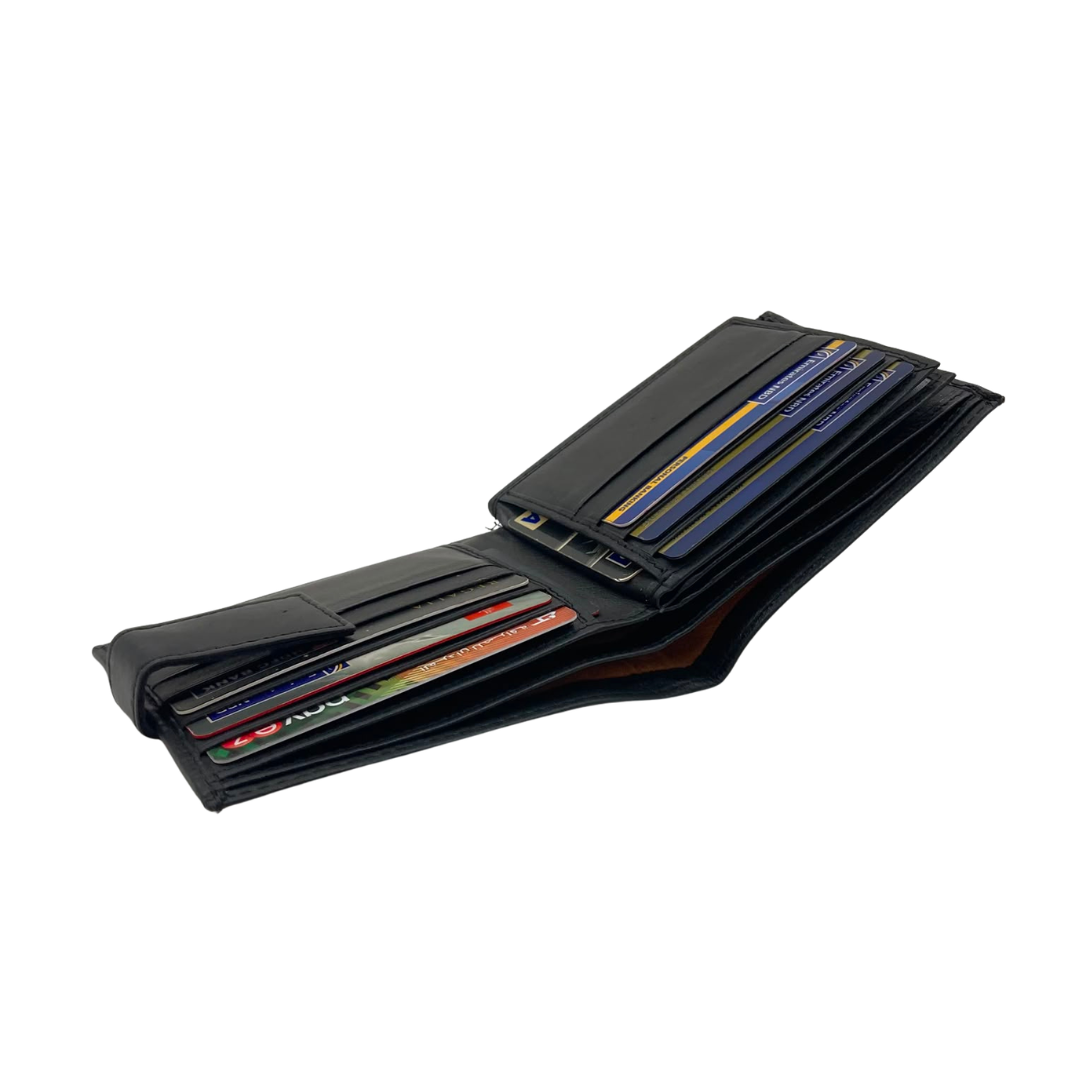 Mens Genuine Leather Mens wallet Leather Lined Bi fold Wallet For Men # 983AL
