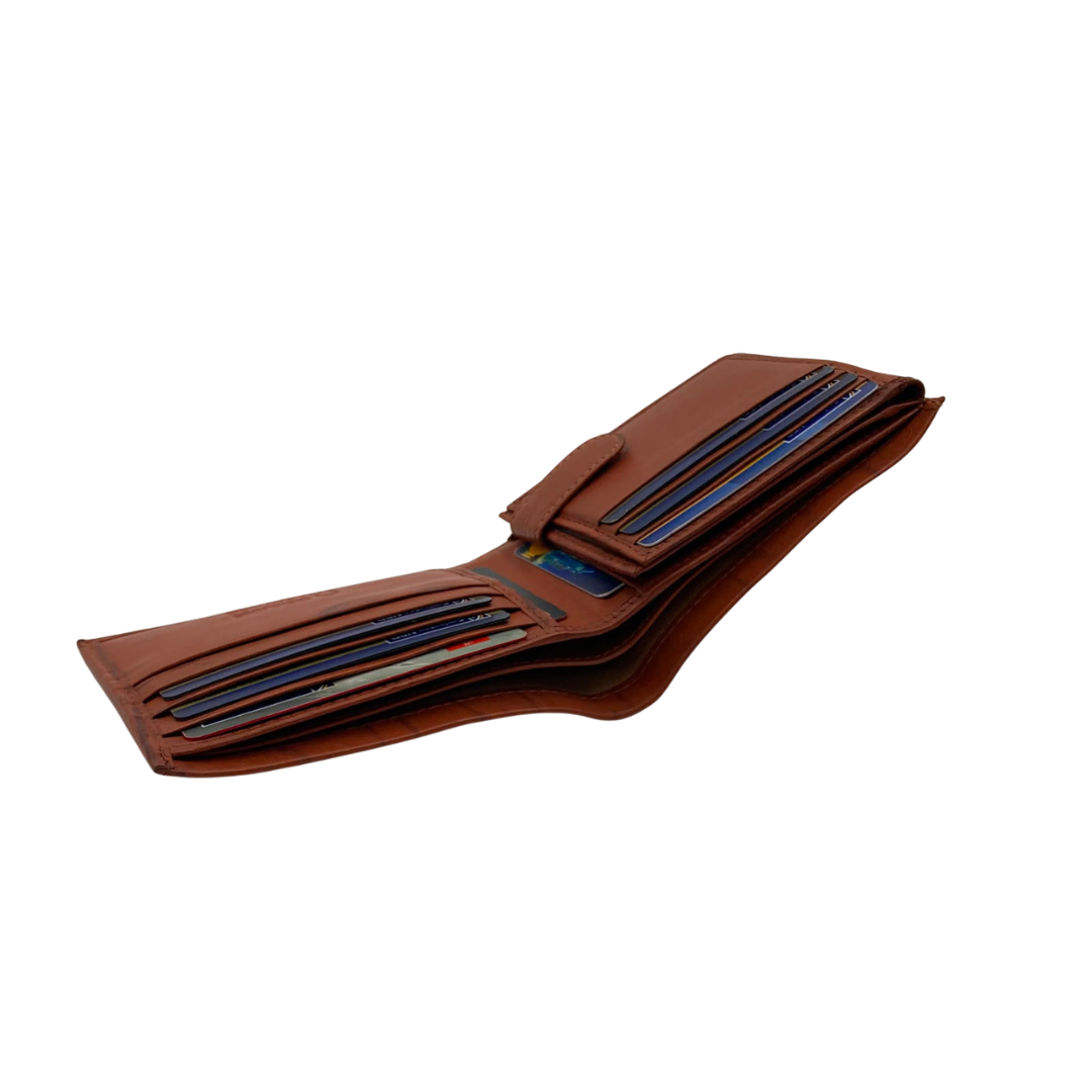 Mens Genuine Leather Mens wallet Leather Lined Bi fold Wallet For Men # 1013