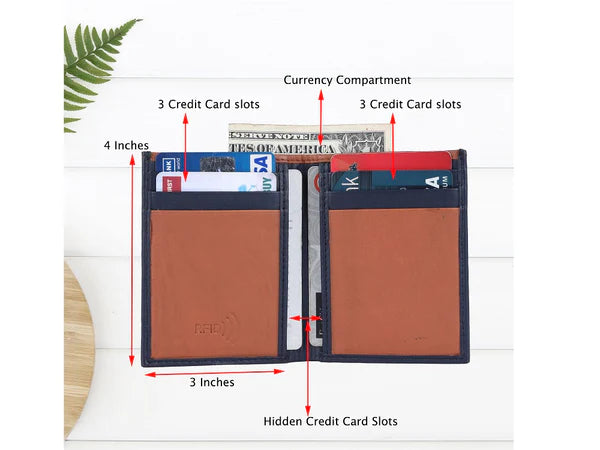 Slim Bifold Inside Button Card & Cash Wallet # RFID 1977EL