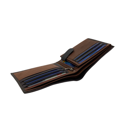 Mens Genuine Leather Mens wallet Leather Lined Bi fold Wallet For Men # 1013