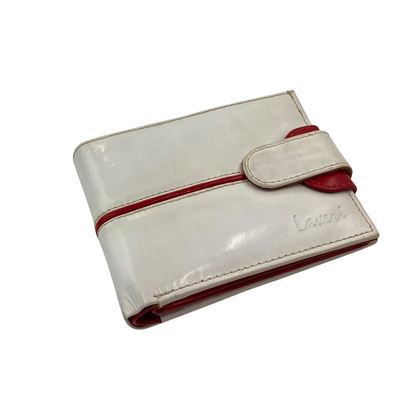 Men's Waterproof Bifold Leather Wallet with ID Window & Card Slots (White & Red Edition) #1887CL [C.L.]