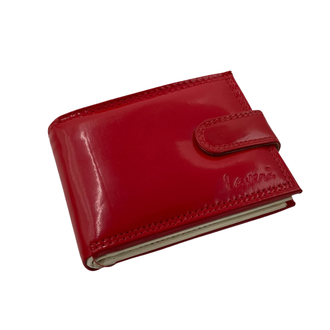 Men's Waterproof Bifold Leather Wallet with ID Window & Card Slots (White & Red Edition) #983CL [plain]