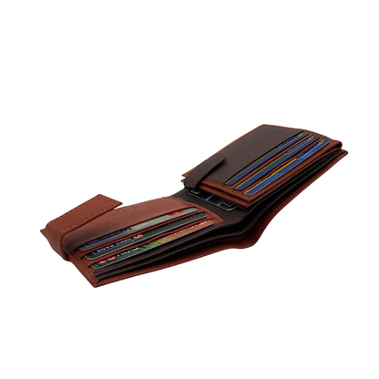 Mens Genuine Leather Mens wallet Leather Lined Bi fold Wallet For Men # 1426L