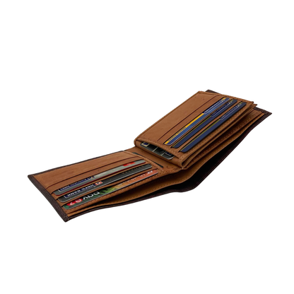 Mens Genuine Leather Mens wallet Leather Lined Bi fold Wallet For Men # 983A