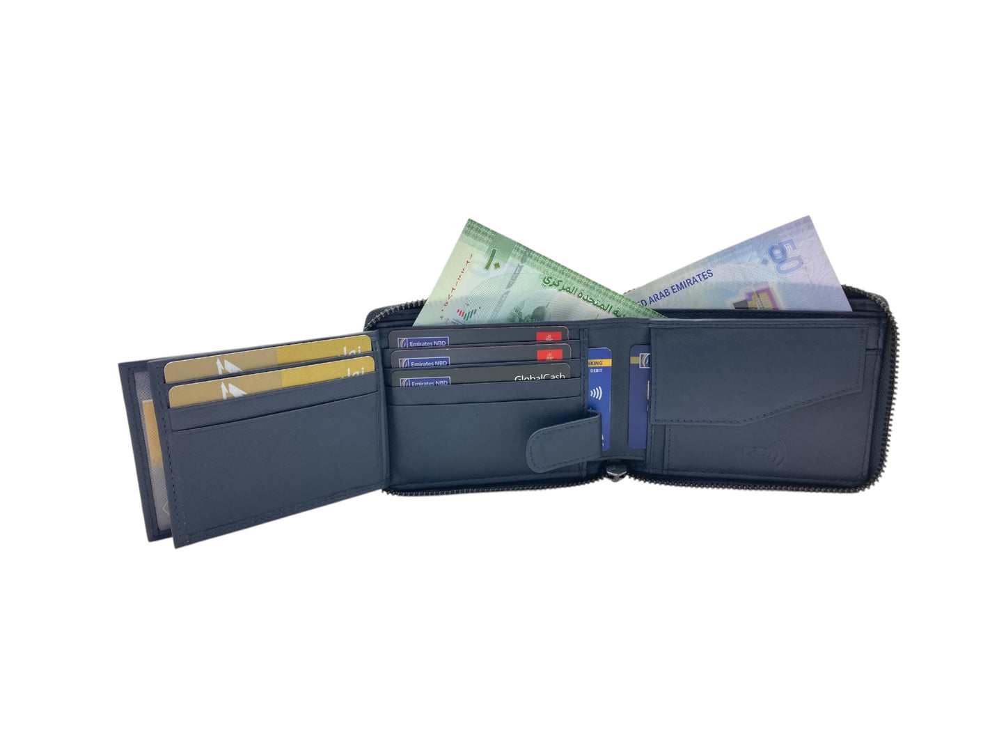 VIP Full Zip RFID Men's Wallet , Multiple Card & Coin Bifold Wallet # 1013CZ