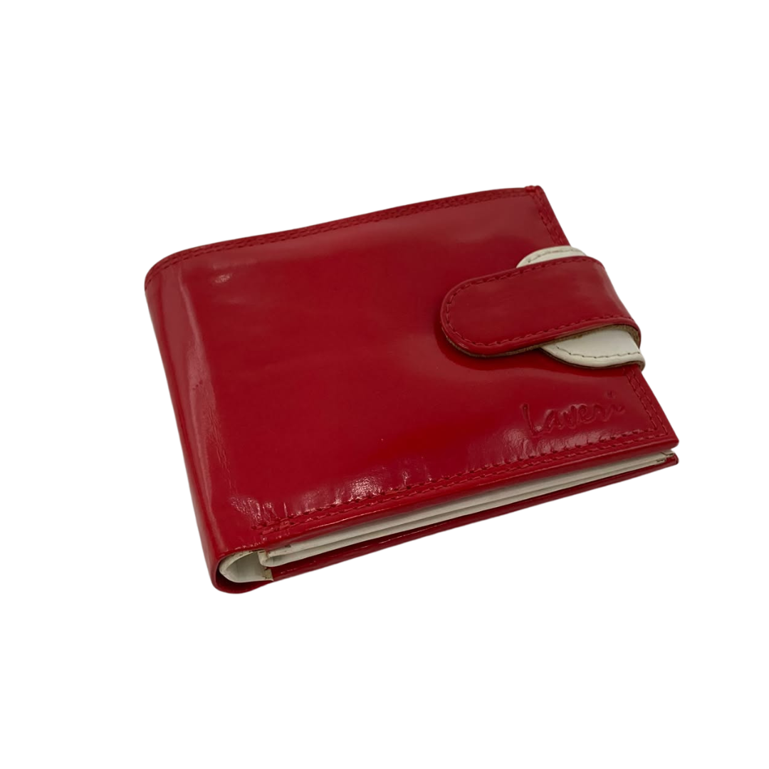 Men's Waterproof Bifold Leather Wallet with ID Window & Card Slots (White & Red Edition) #1887CL [PLAIN]