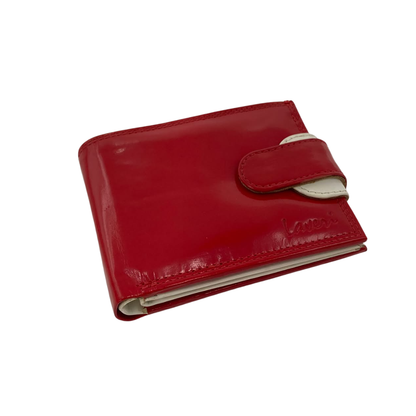 Men's Waterproof Bifold Leather Wallet with ID Window & Card Slots (White & Red Edition) #1887CL [PLAIN]