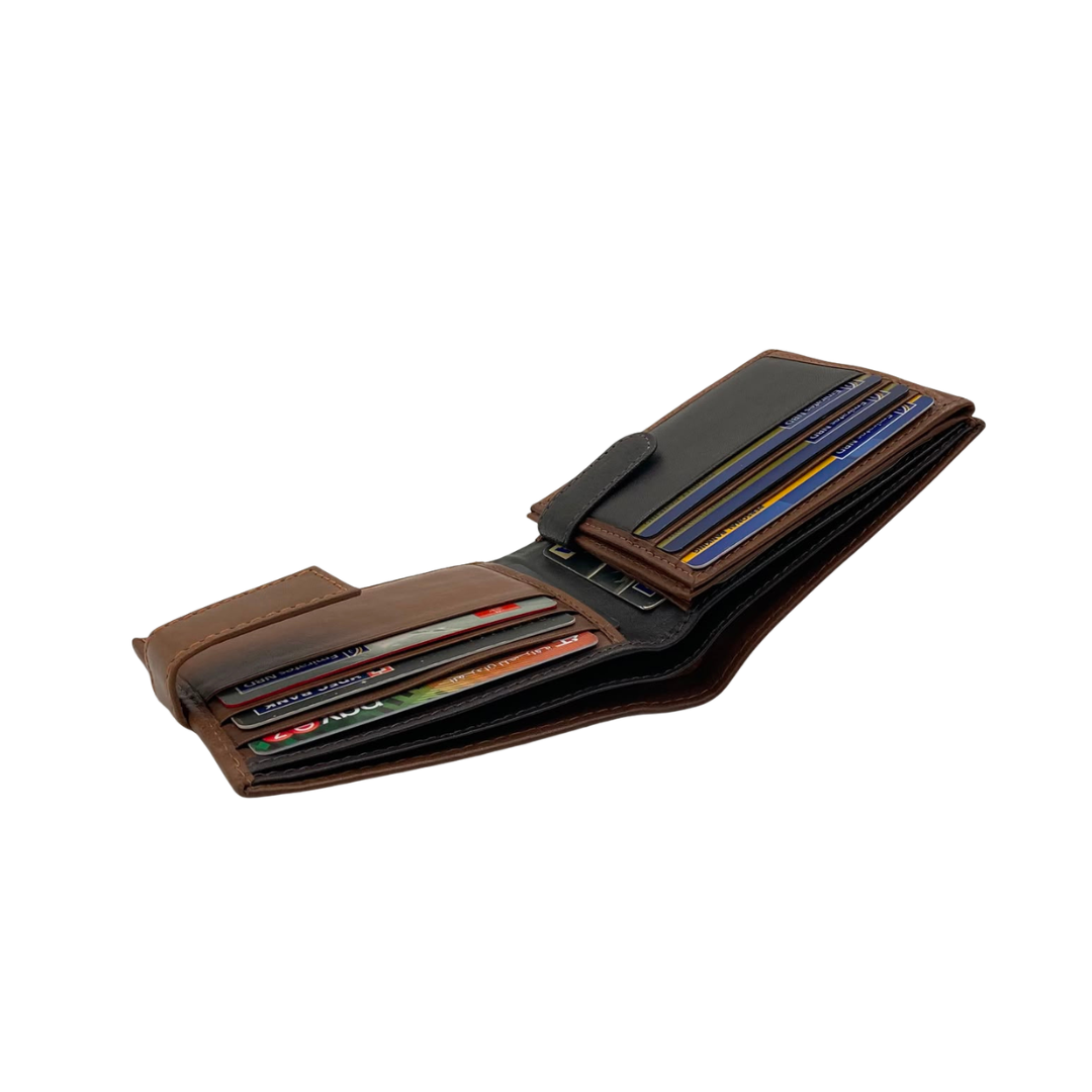 Mens Genuine Leather Mens wallet Leather Lined Bi fold Wallet For Men # 1426L