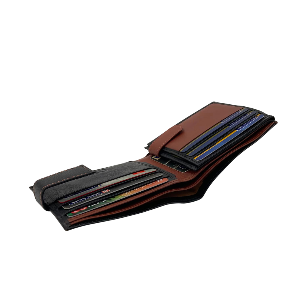 Mens Genuine Leather Mens wallet Leather Lined Bi fold Wallet For Men # 1426L
