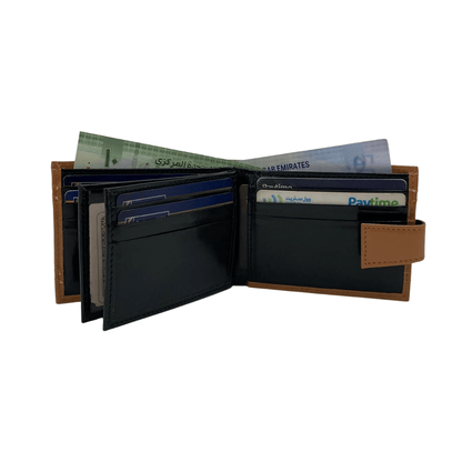 Classic Men's Waterproof Bifold Leather Wallet with Flip ID Window # 892L (D.L.)