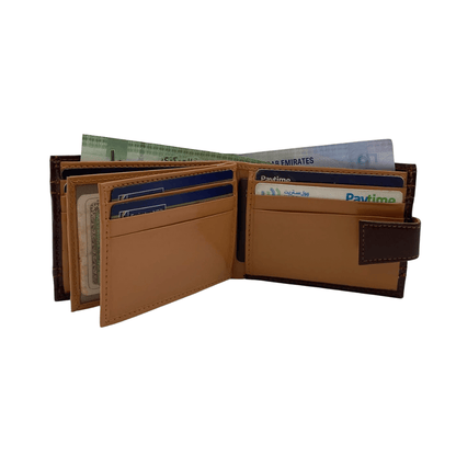 Classic Men's Waterproof Bifold Leather Wallet with Flip ID Window # 892L (D.L.)