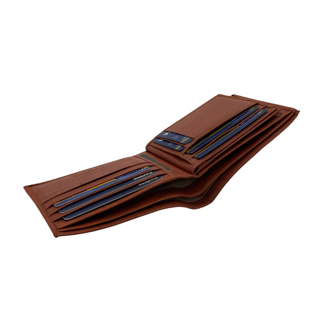 Mens Genuine Leather Mens wallet Leather Lined Bi fold Wallet For Men # 1406A