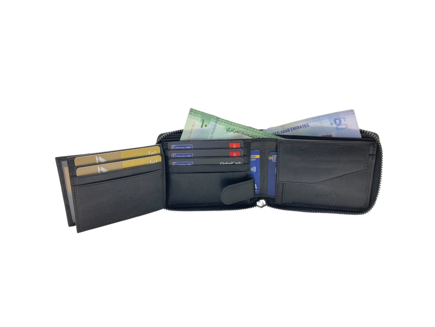 VIP Full Zip RFID Men's Wallet , Multiple Card & Coin Bifold Wallet # 1013CZ