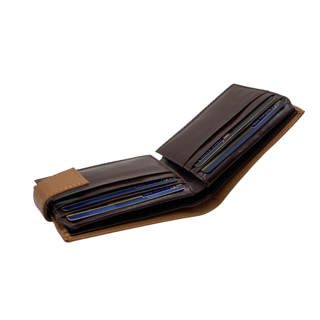 Classic Men's Waterproof Bifold Leather Wallet with Flip ID Window #1729 L (D.L.)